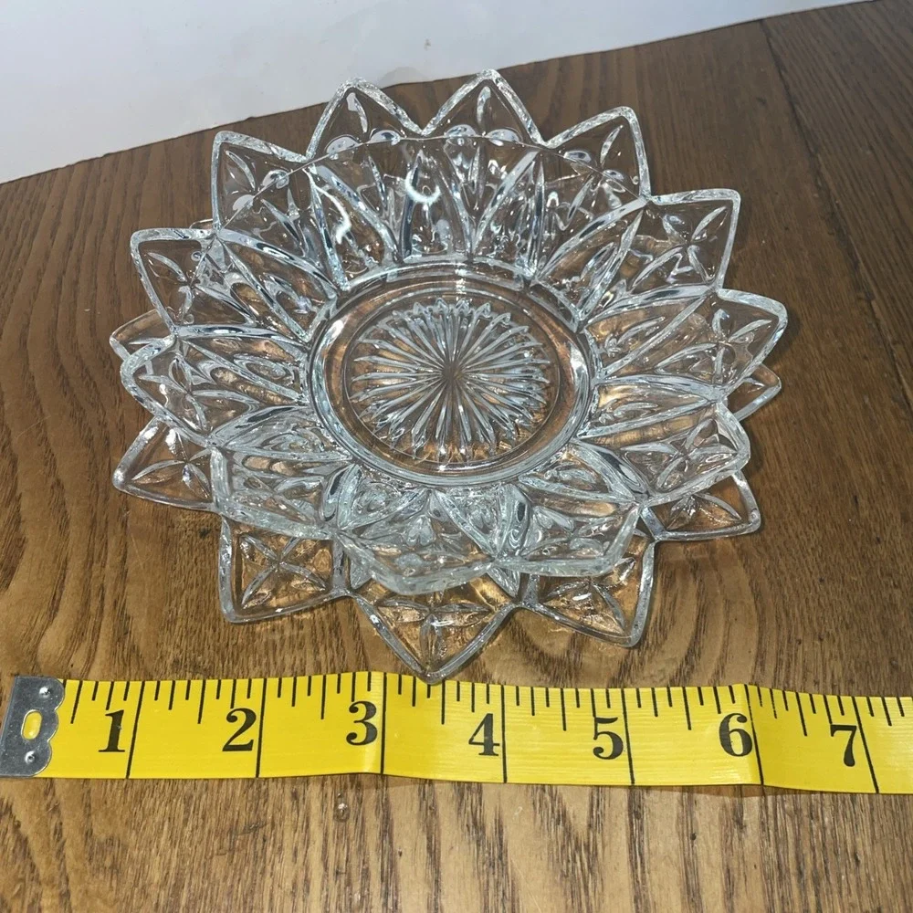 1960s Vintage Clear Federal Glass Petal Cross Plate and Round Coupe‎ Bowl